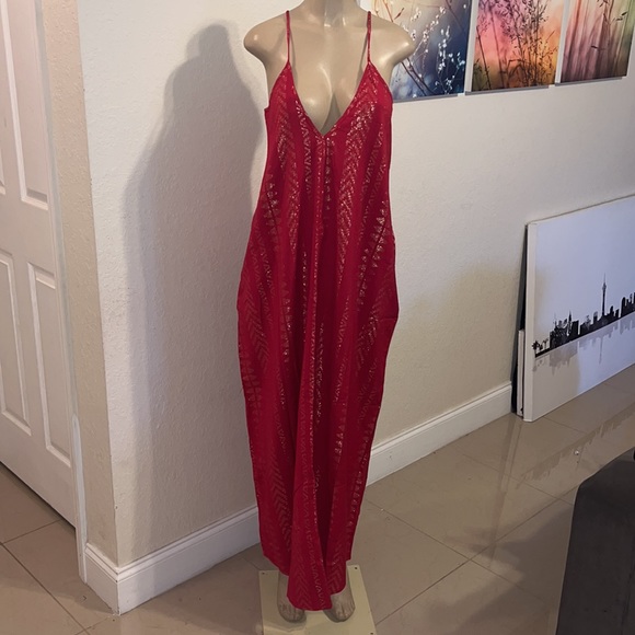 ELAN INTL❣️NWT$91 Gorgeous Bohemian Boho Red Cleo Maxi Dress - Picture 4 of 16